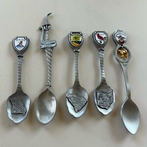 Pewter Collectible Souvenir Spoons Set. Rare Anheuser Busch Clydesdale, Trapp